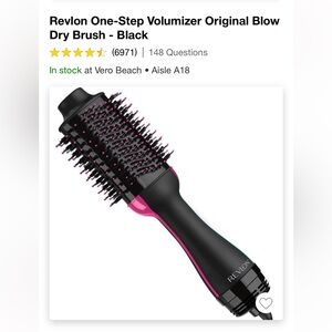 NWOT Revlon One Step Volumizer Original Blow Dry Brush- Black